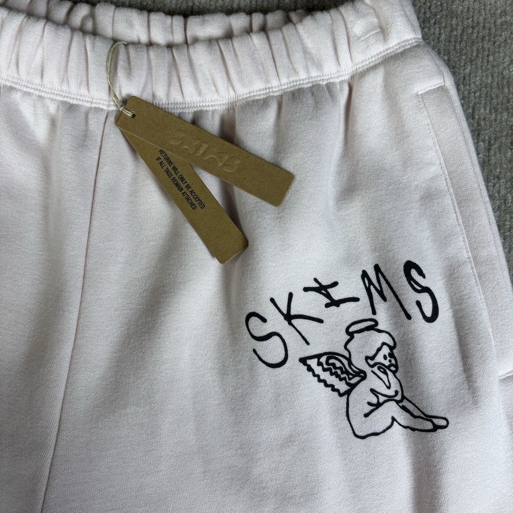 NWT SKIMS Cotton Fleece Barely Pink Angel Hoodie Pants Set Women's S Pink - Picture 3 of 16